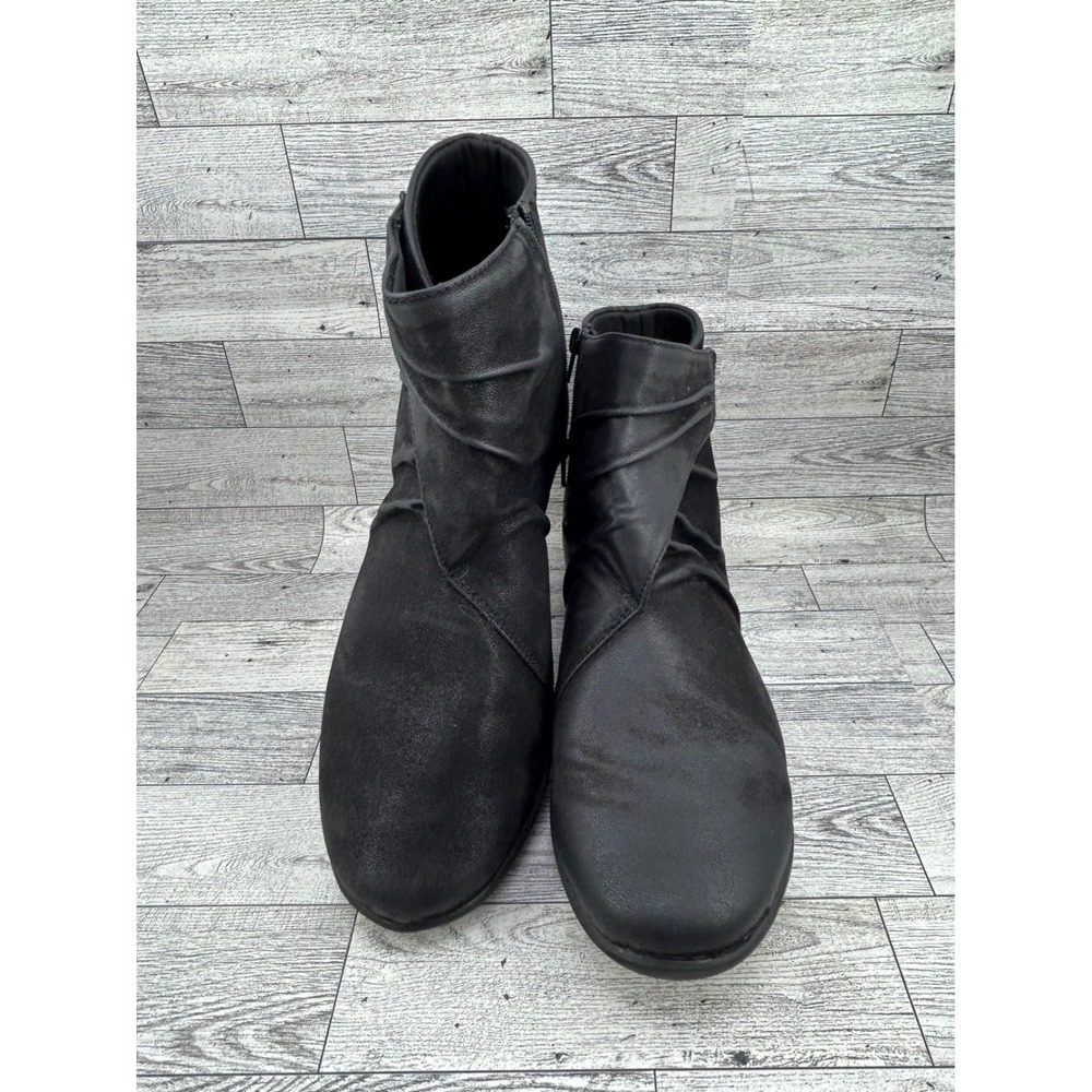 Clarks Cloudsteppers Sillian 2.0 Joy Black Ruched Ankle Boots Women Sz 12W Wide